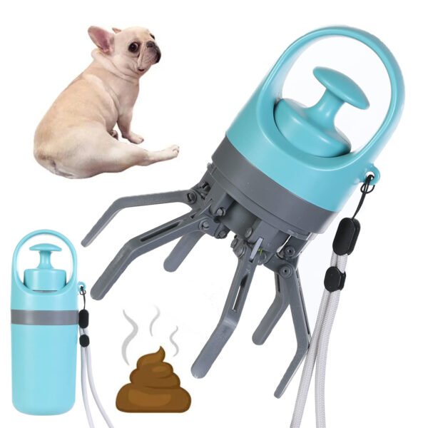 Portable Dog Poop Scooper with Built-in Bag Dispenser – Easy Clean Eight-Claw Waste Picker for Pets