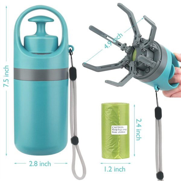 Portable Dog Poop Scooper with Built-in Bag Dispenser – Easy Clean Eight-Claw Waste Picker for Pets