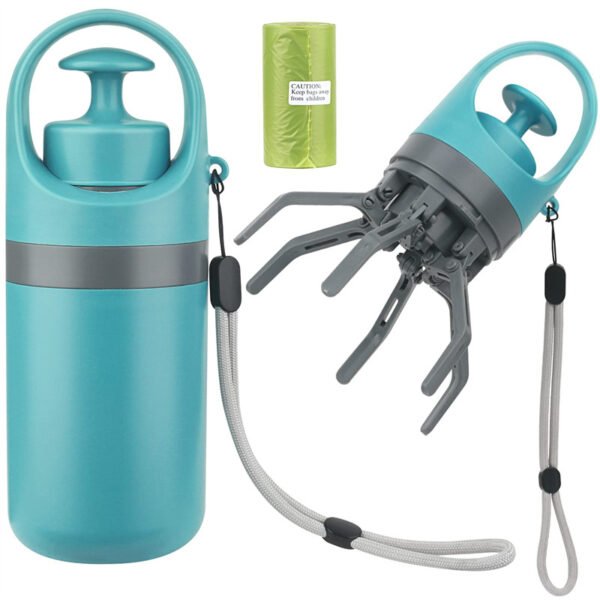 Portable Dog Poop Scooper with Built-in Bag Dispenser – Easy Clean Eight-Claw Waste Picker for Pets